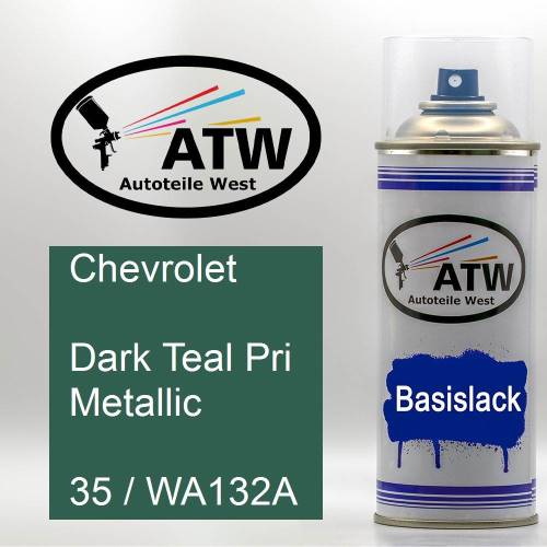 Chevrolet, Dark Teal Pri Metallic, 35 / WA132A: 400ml Sprühdose, von ATW Autoteile West.